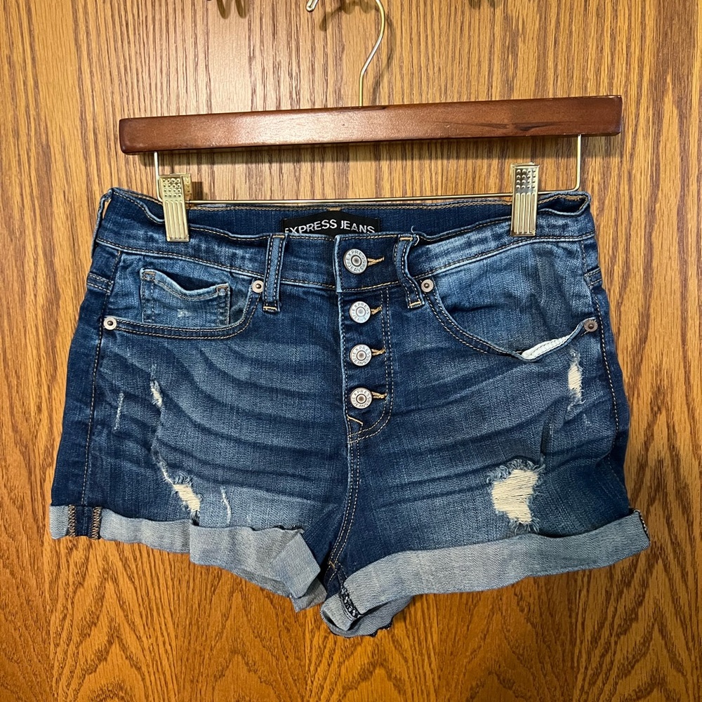 Express Dark Blue Jean Shorts